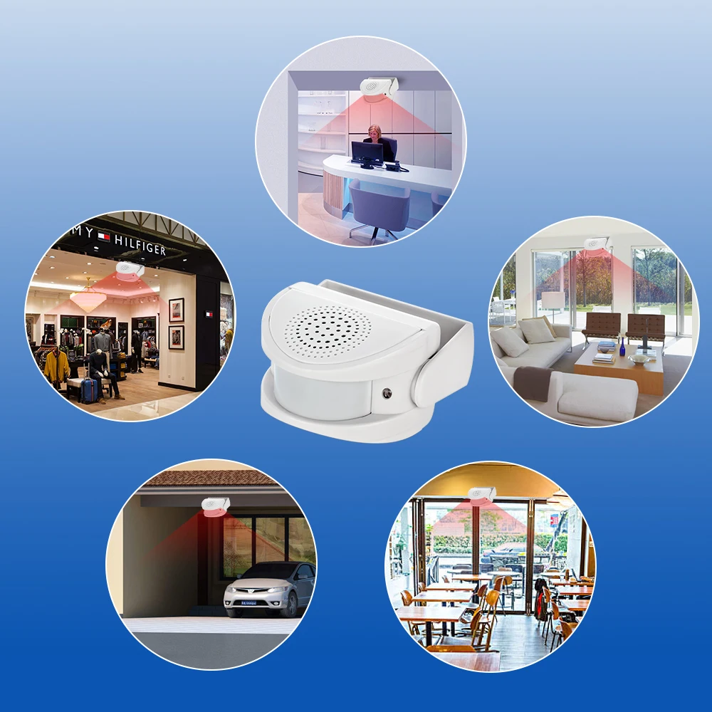 FUERS Wireless Guest Welcome Chime Alarm Door Bell PIR Motion Sensor For Shop Entry Company Security Protection Smart Doorbell