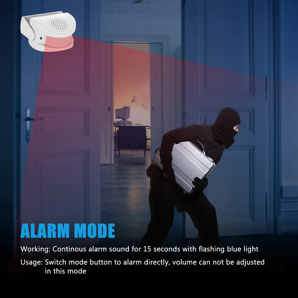 FUERS Wireless Guest Welcome Chime Alarm Door Bell PIR Motion Sensor For Shop Entry Company Security Protection Smart Doorbell