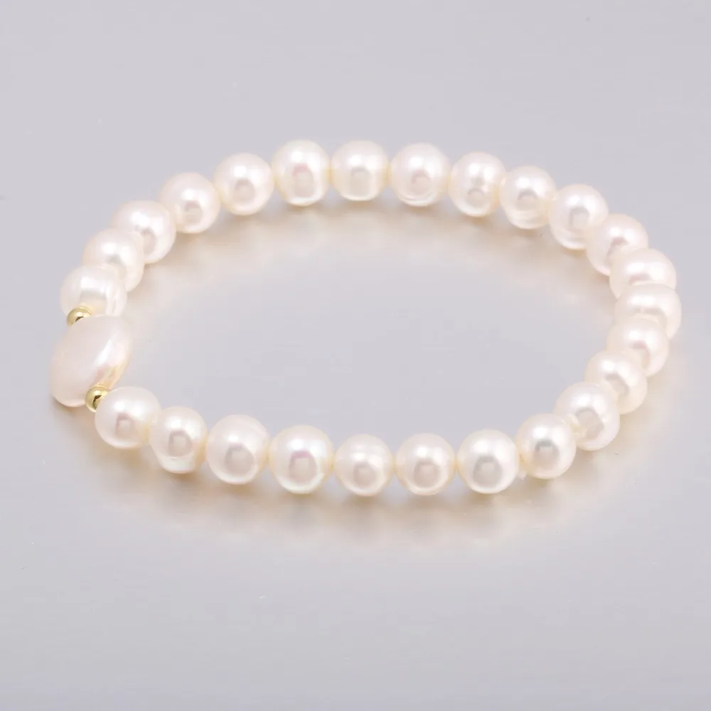 Natural Irregular Freshwater Rice Pearl White Purple Pink Bracelets Charm Elegant Party Jewelry Accessories Gift