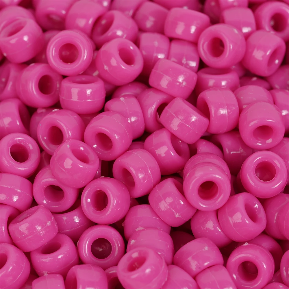 100Pcs Pony Beads 6x9mm Glitter Acrylic Beads Luminous Spacer Beads For Diy Craft Jewelry Bracelets Making Hair Supplies