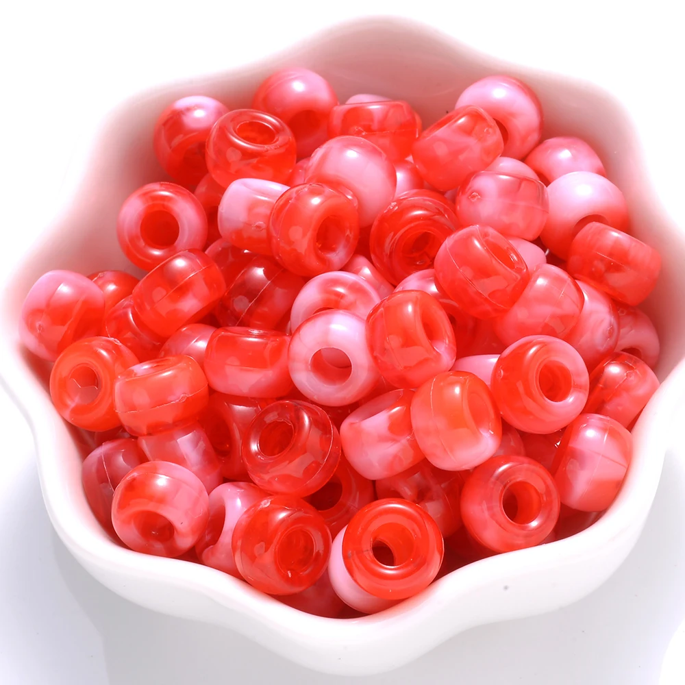 100Pcs Pony Beads 6x9mm Glitter Acrylic Beads Luminous Spacer Beads For Diy Craft Jewelry Bracelets Making Hair Supplies