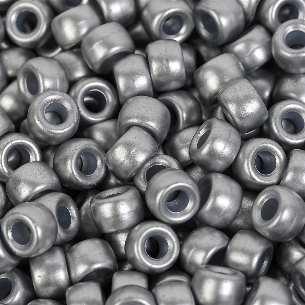 100Pcs Pony Beads 6x9mm Glitter Acrylic Beads Luminous Spacer Beads For Diy Craft Jewelry Bracelets Making Hair Supplies
