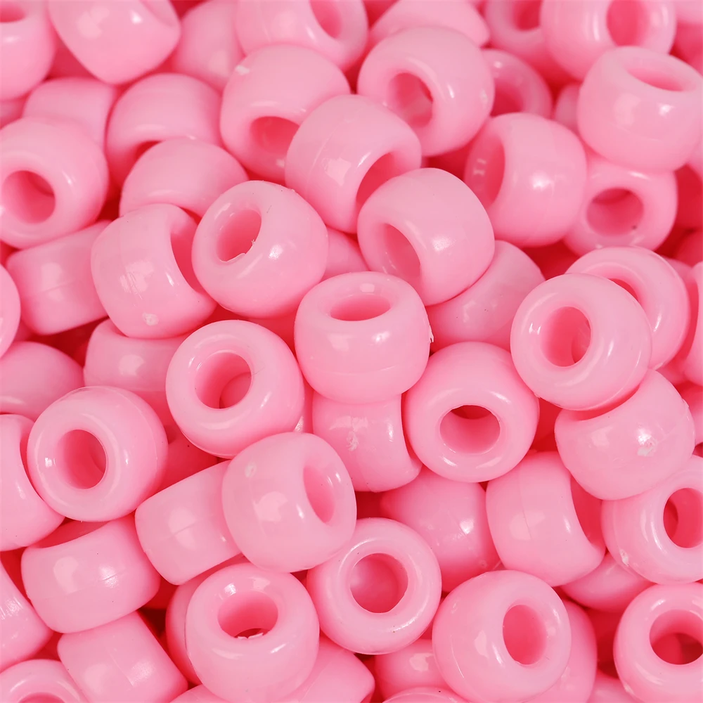 100Pcs Pony Beads 6x9mm Glitter Acrylic Beads Luminous Spacer Beads For Diy Craft Jewelry Bracelets Making Hair Supplies