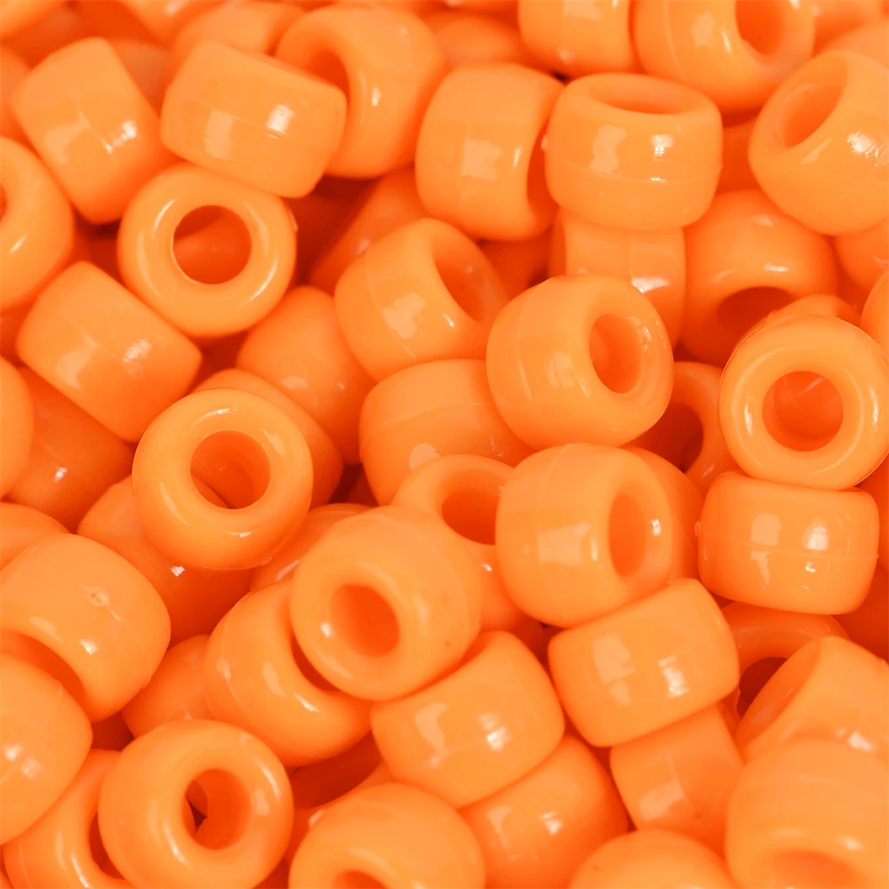 100Pcs Pony Beads 6x9mm Glitter Acrylic Beads Luminous Spacer Beads For Diy Craft Jewelry Bracelets Making Hair Supplies