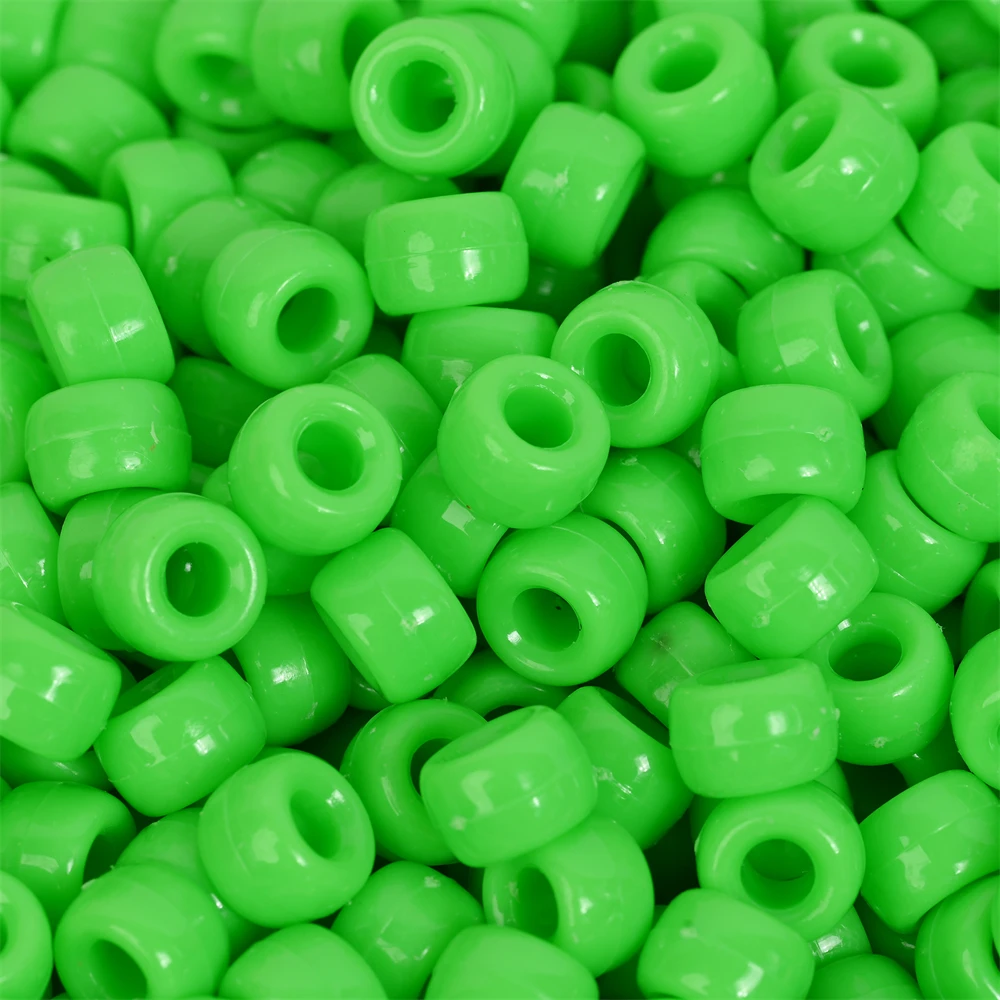 100Pcs Pony Beads 6x9mm Glitter Acrylic Beads Luminous Spacer Beads For Diy Craft Jewelry Bracelets Making Hair Supplies
