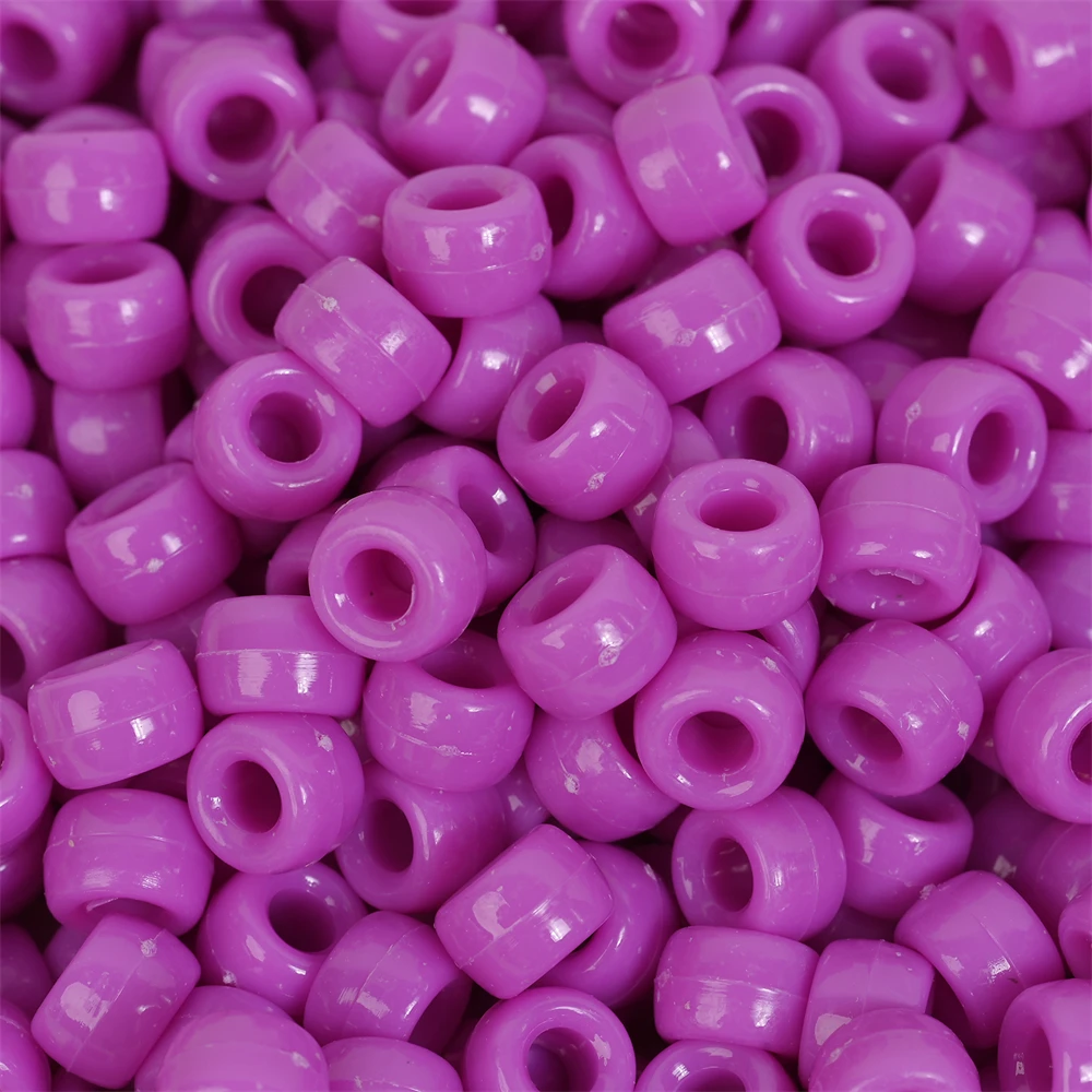 100Pcs Pony Beads 6x9mm Glitter Acrylic Beads Luminous Spacer Beads For Diy Craft Jewelry Bracelets Making Hair Supplies