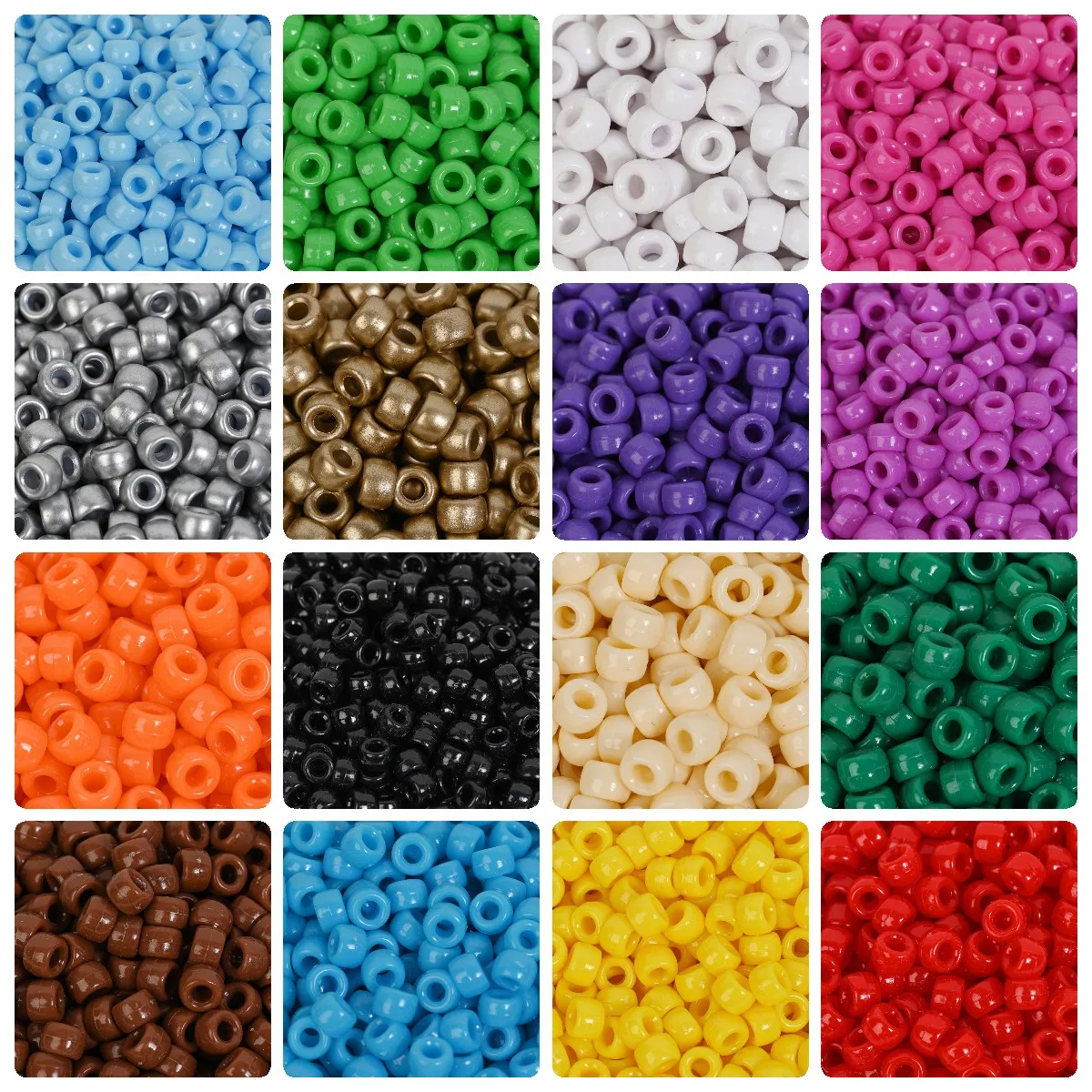 100Pcs Pony Beads 6x9mm Glitter Acrylic Beads Luminous Spacer Beads For Diy Craft Jewelry Bracelets Making Hair Supplies