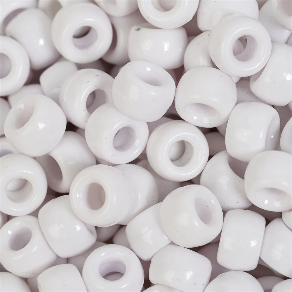 100Pcs Pony Beads 6x9mm Glitter Acrylic Beads Luminous Spacer Beads For Diy Craft Jewelry Bracelets Making Hair Supplies