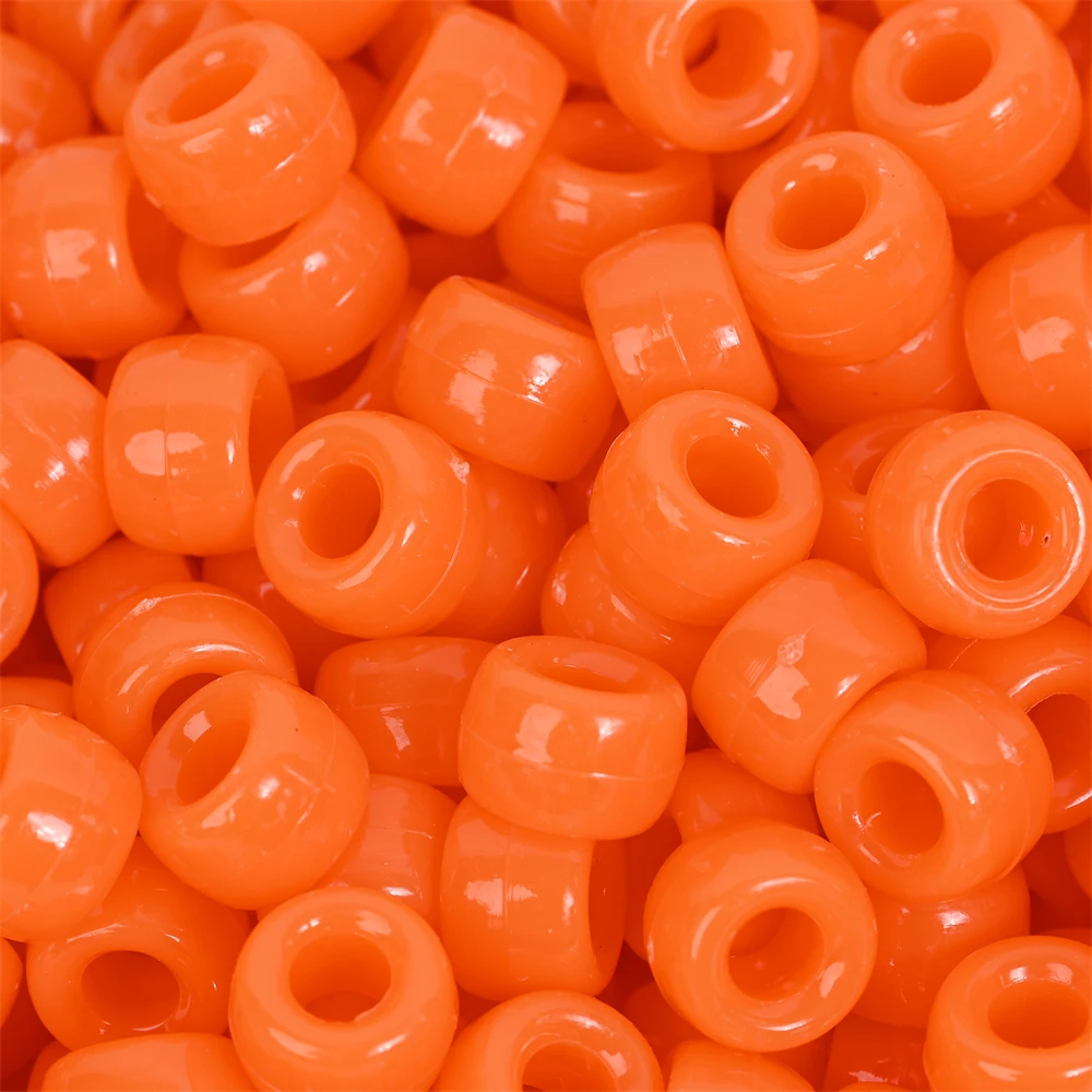 100Pcs Pony Beads 6x9mm Glitter Acrylic Beads Luminous Spacer Beads For Diy Craft Jewelry Bracelets Making Hair Supplies