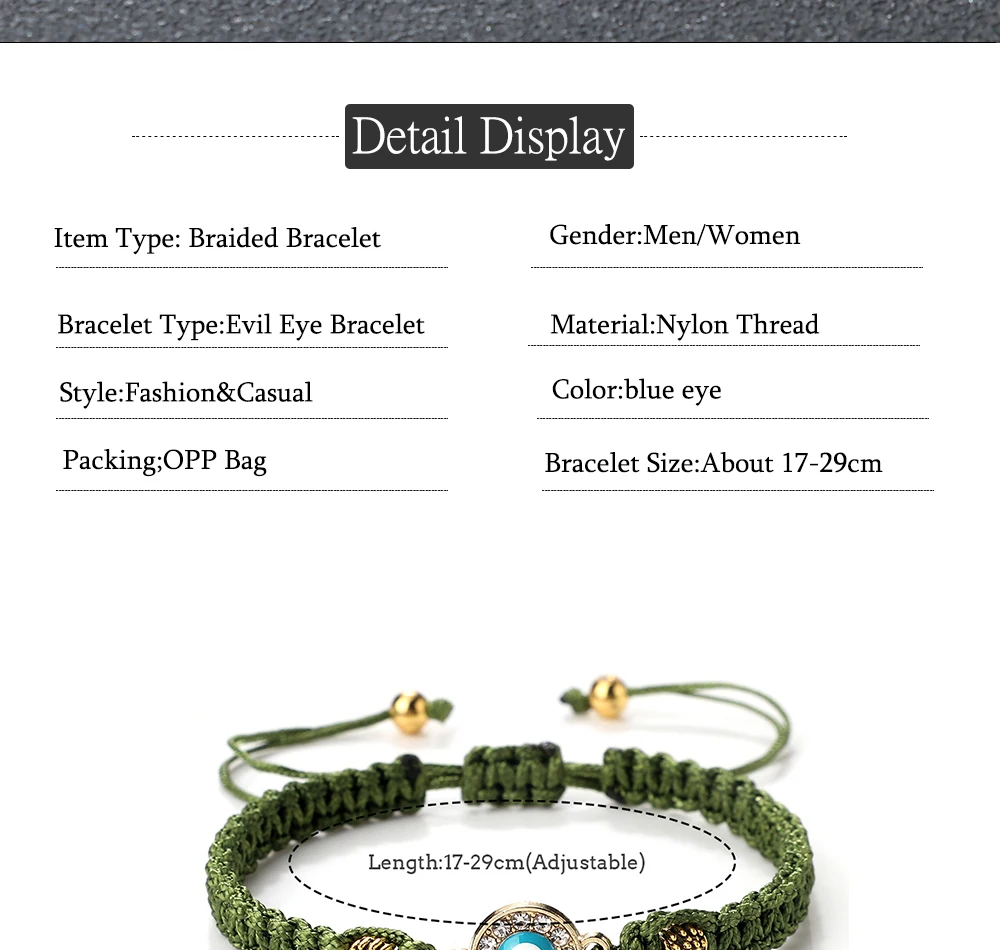 Women Crystal Blue Evil Eye Braided Bracelet Turkish Healing Yoga Couple Bracelet&Bangles Chain Pulsera Jewelry Gift Wholesale