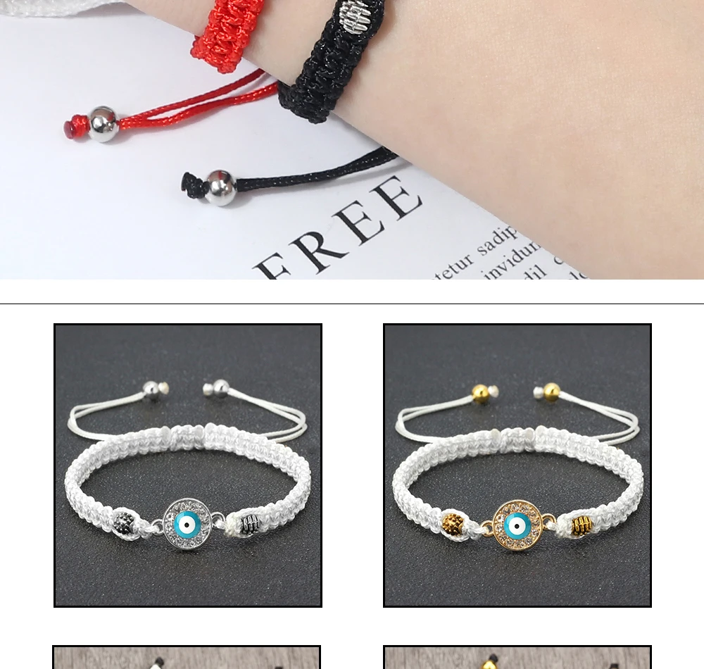 Women Crystal Blue Evil Eye Braided Bracelet Turkish Healing Yoga Couple Bracelet&Bangles Chain Pulsera Jewelry Gift Wholesale
