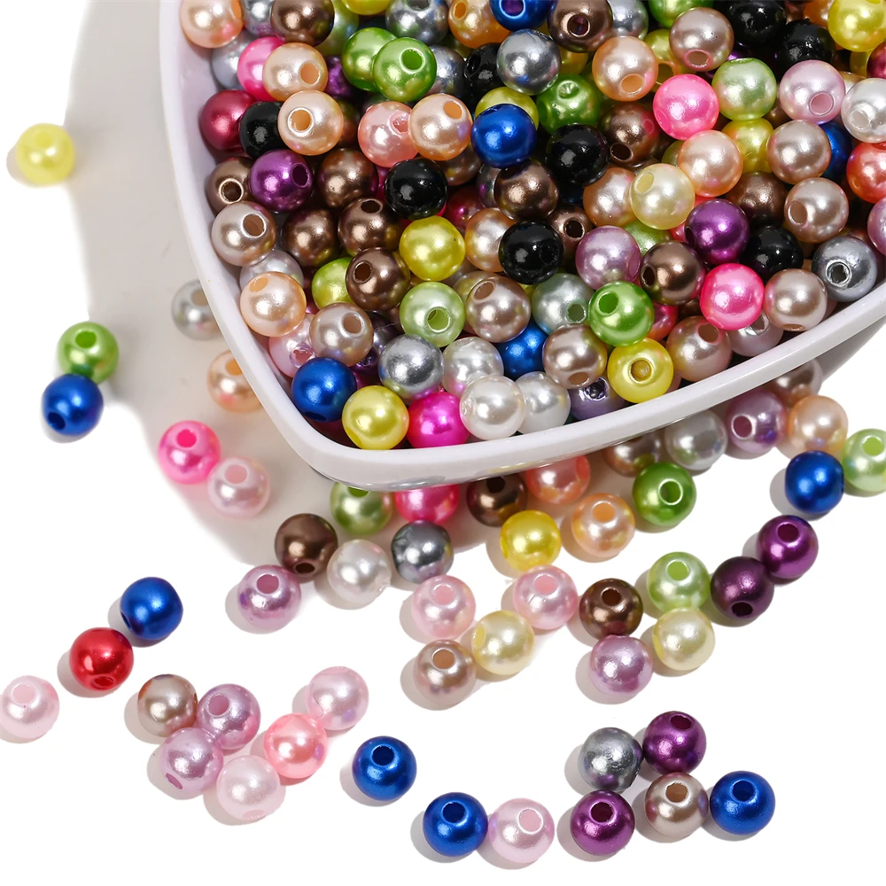 3/4/5/6/8/10/12mm Colorful Acrylic Pearl Beads Loose Spacer Beads For Needlework Jewelry Beads Making Bracelet Necklace Earring