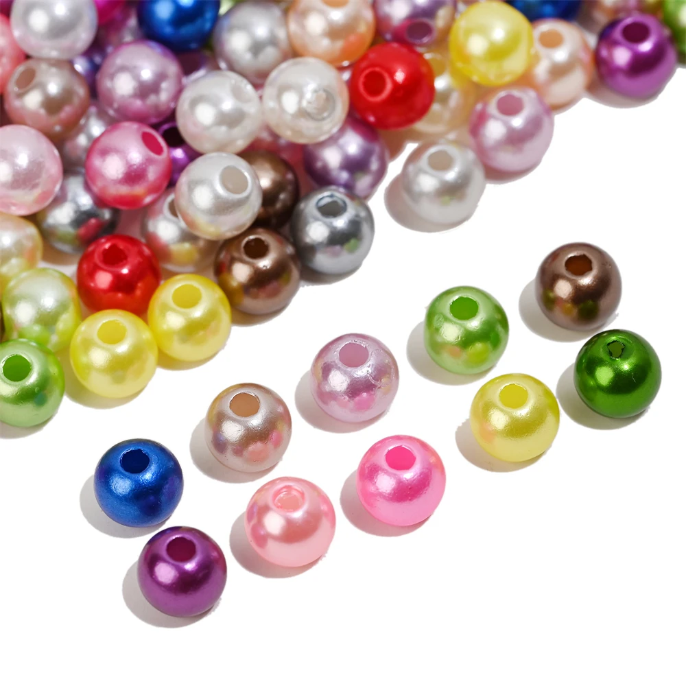 3/4/5/6/8/10/12mm Colorful Acrylic Pearl Beads Loose Spacer Beads For Needlework Jewelry Beads Making Bracelet Necklace Earring