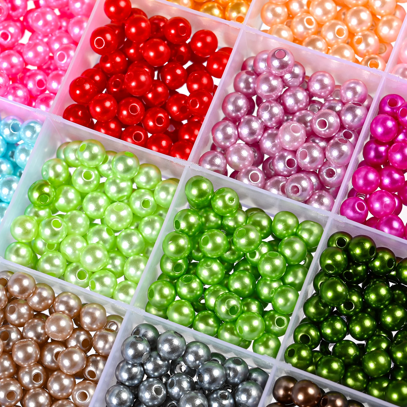 3/4/5/6/8/10/12mm Colorful Acrylic Pearl Beads Loose Spacer Beads For Needlework Jewelry Beads Making Bracelet Necklace Earring