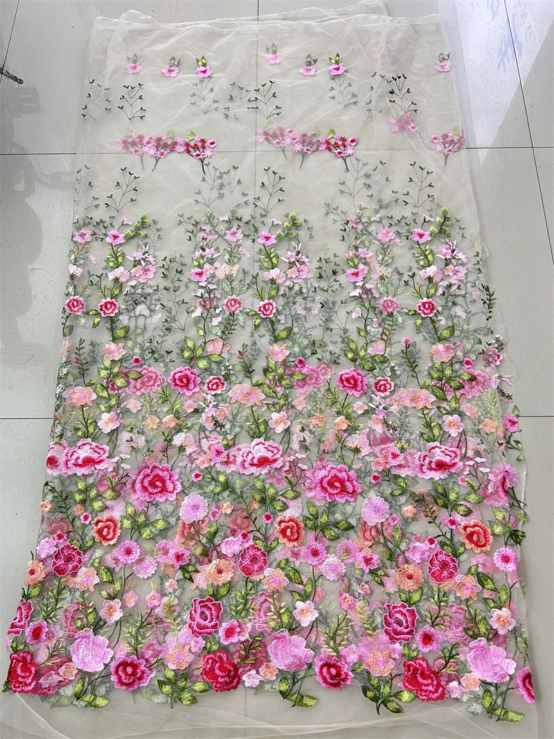 New Product Rose Mesh Embroidered Fabric Autumn Plant Evening Dress Lace Fabric Clothing DIY Dress Fabric Lace