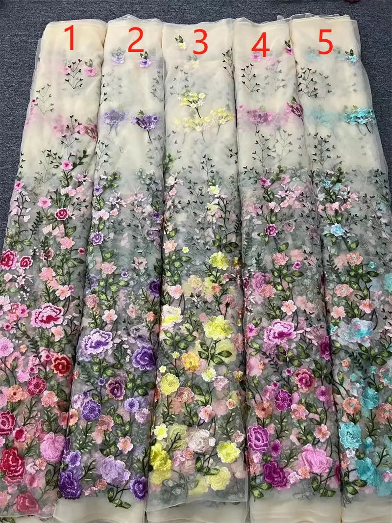 New Product Rose Mesh Embroidered Fabric Autumn Plant Evening Dress Lace Fabric Clothing DIY Dress Fabric Lace