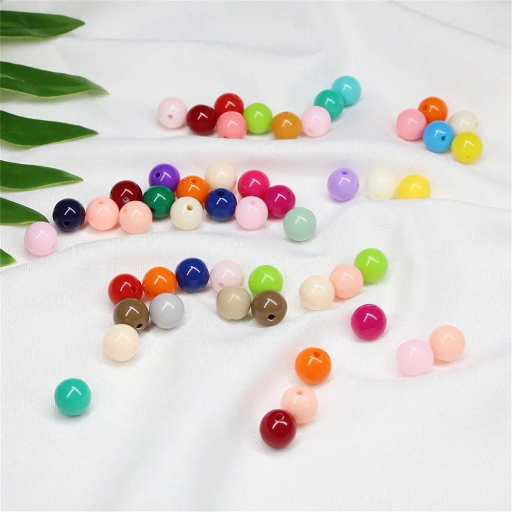 Candy Color Acrylic Round Beads 3mm-12mm Loose Balls Spacer beads for needlework & Jewelry Making