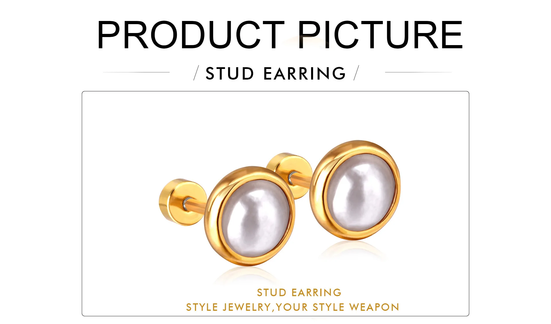 LUXUSTEEL Trendy Imitation Pearl Earrings For Women Stainless Steel Screw-Back Stud Earrings Geometric Wedding Jewelry Gifts