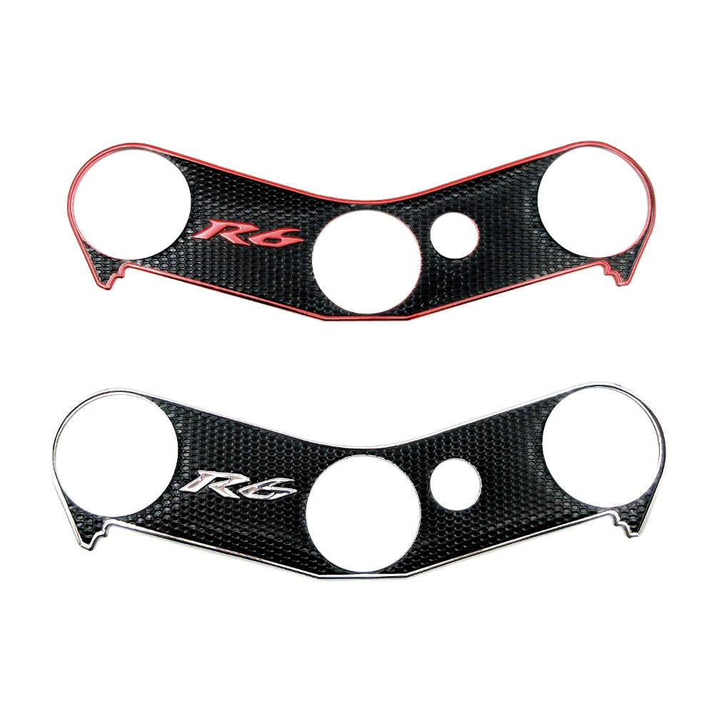 Motorcycle Triple Tree Top Clamp Upper Front End Decals 3D Logo Soft Plastic Protector Pad Sticker For Yamaha R6 YZFR6 2006-2016