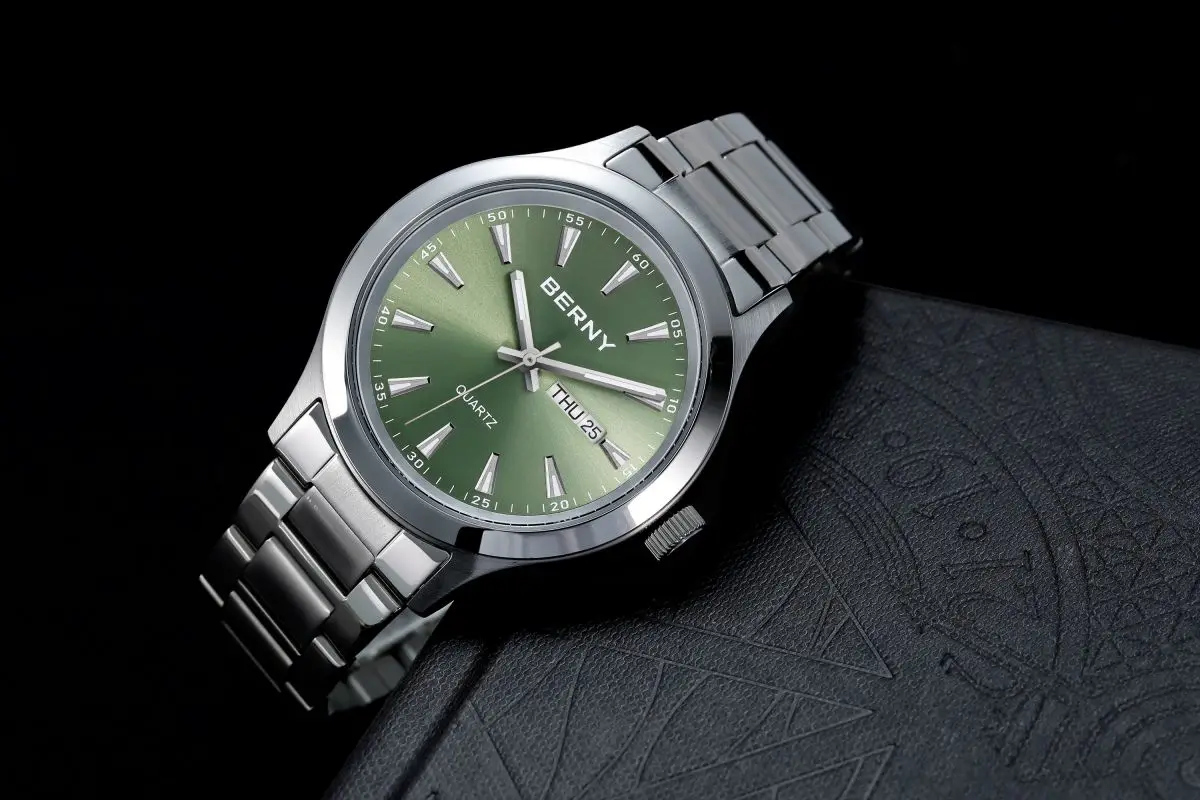 BERNY Watches for Men 40mm Luminous Elegance Dress Quartz Watch Calendar Week Luxury Waterproof Casual Business Men's Wristwatch