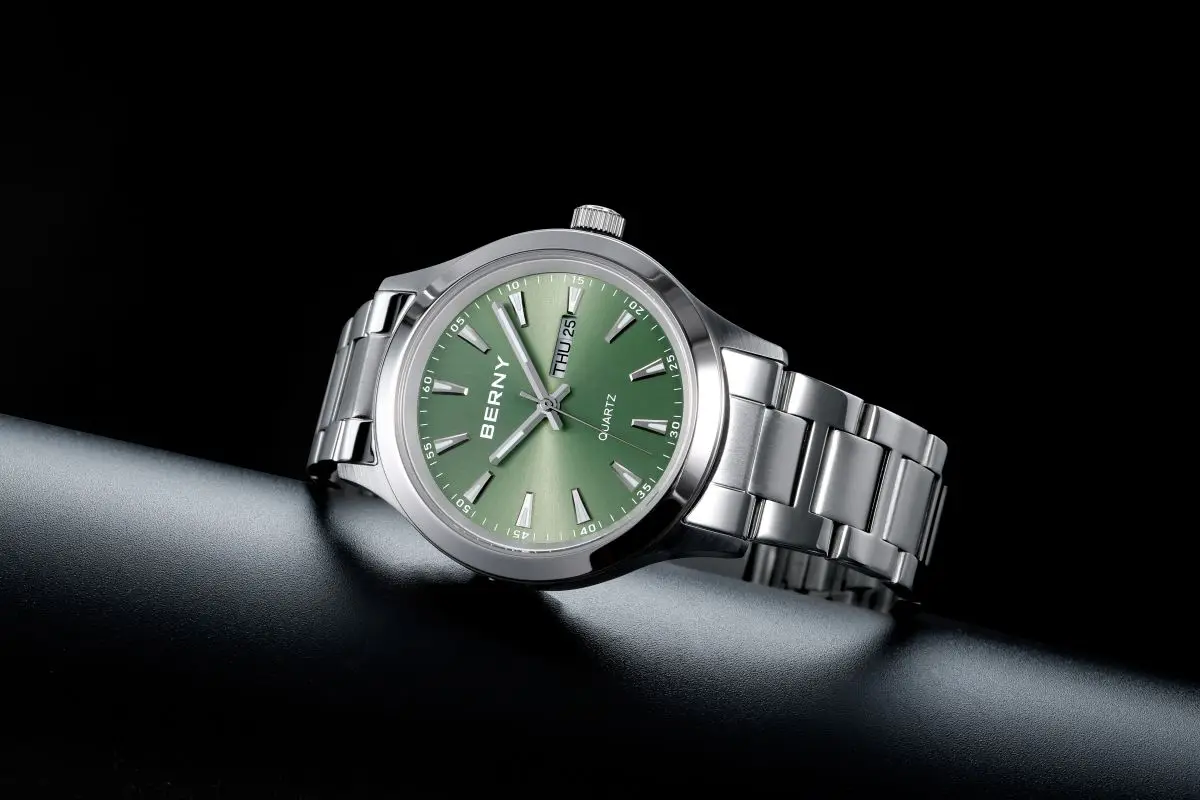 BERNY Watches for Men 40mm Luminous Elegance Dress Quartz Watch Calendar Week Luxury Waterproof Casual Business Men's Wristwatch