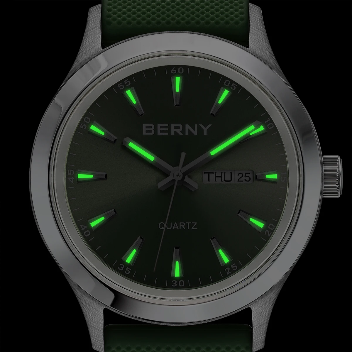 BERNY Watches for Men 40mm Luminous Elegance Dress Quartz Watch Calendar Week Luxury Waterproof Casual Business Men's Wristwatch