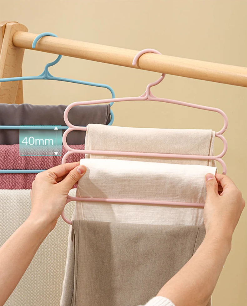 Clothes Hangers Trousers Hangers Holders Closet Storage Organizers 5 Layers Pants Towel Scarfs Racks Storage Organization