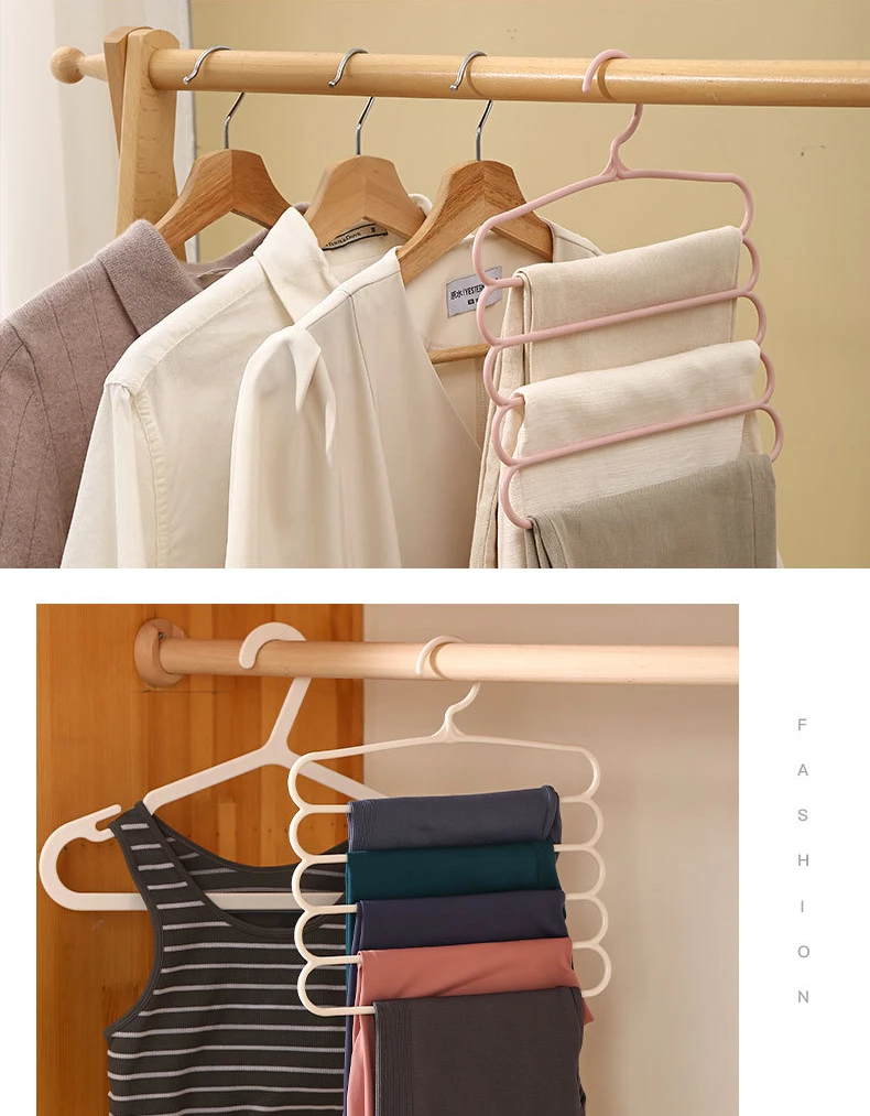 Clothes Hangers Trousers Hangers Holders Closet Storage Organizers 5 Layers Pants Towel Scarfs Racks Storage Organization