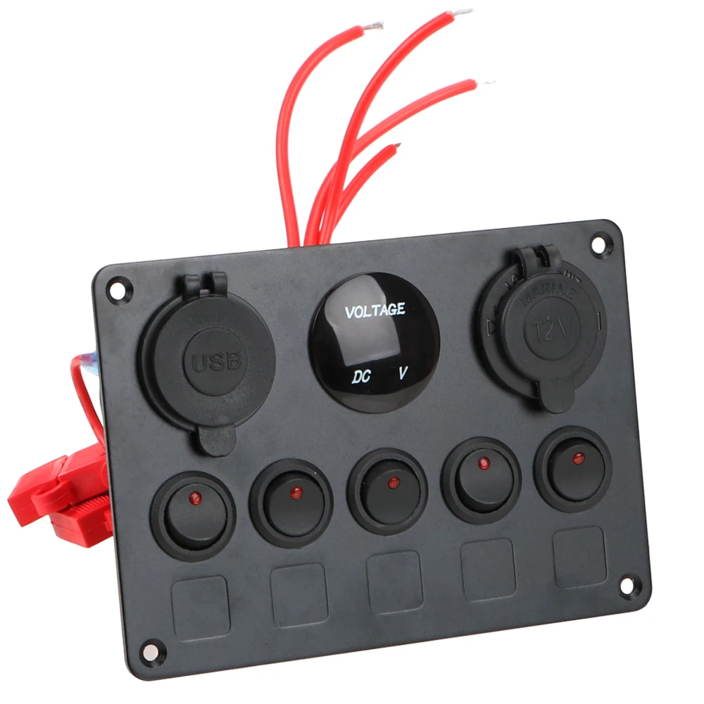 12V 24V 5 Button LED Switch Panel Light Toggle USB Chargers 3.0 Volt Gauge For Car Marine Boat Truck Trailer Caravan Accessories