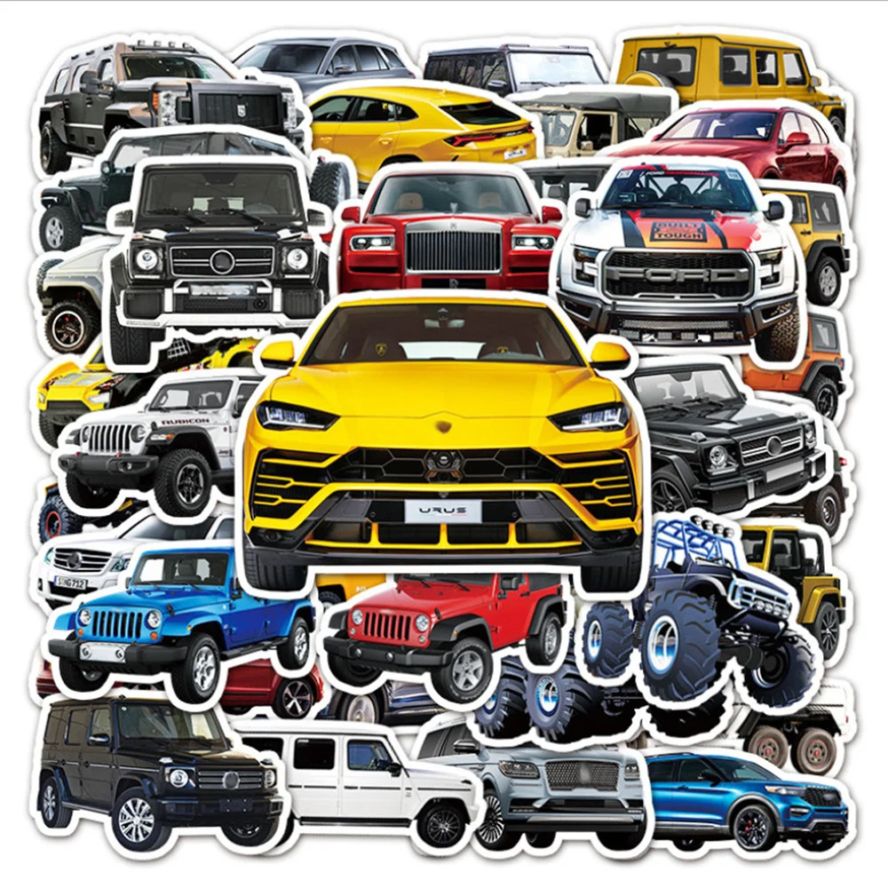 51PCS Cool Off-Road Vehicle Cartoon Graffiti Luggage Skateboard Notebook Hand Account Decorative Sticker Toys