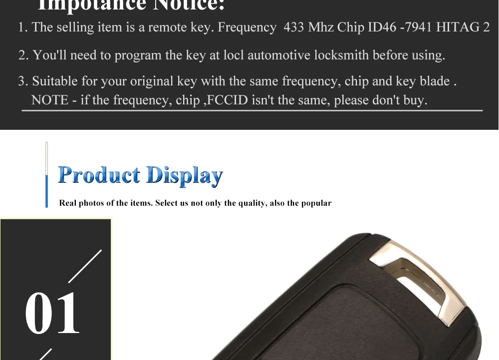 jingyuqin G4-AM433TX 433Mhz ID46-PCF7941 Car Remote Key Fob for Opel/Vauxhall Corsa D 2007+2012 Meriva B 2010+2014 Flip Control