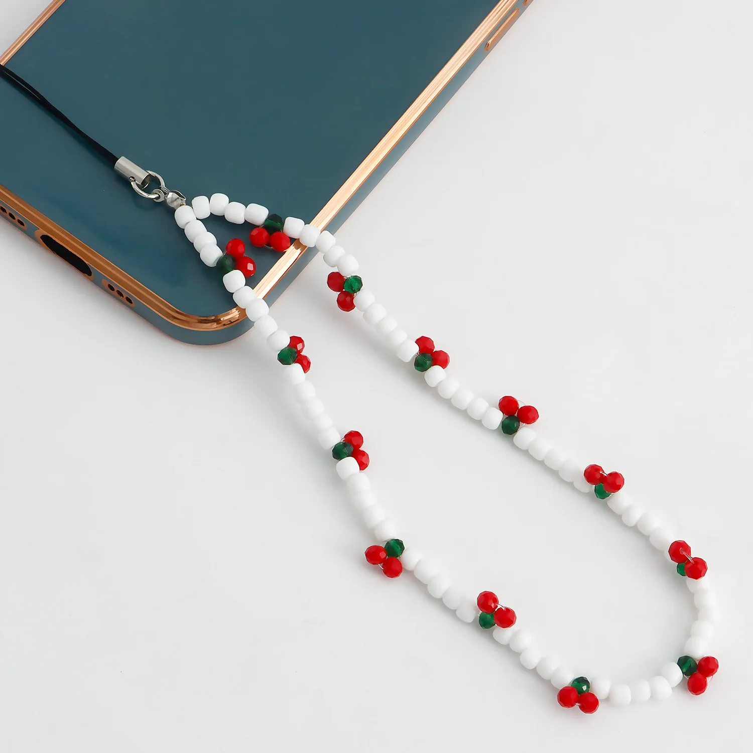 New Trendy Mobile Strap Phone Charm Cherry Beaded Phone Chain Jewelry For Women Anti-Lost Lanyard Gift Keychain Wholesales