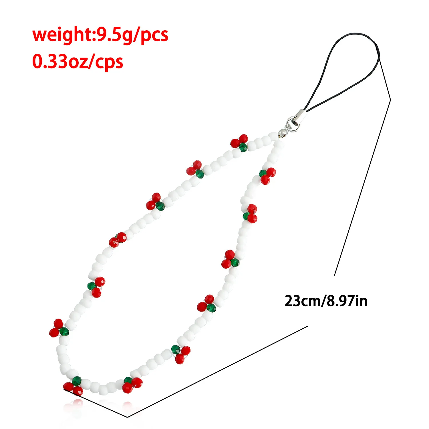 New Trendy Mobile Strap Phone Charm Cherry Beaded Phone Chain Jewelry For Women Anti-Lost Lanyard Gift Keychain Wholesales