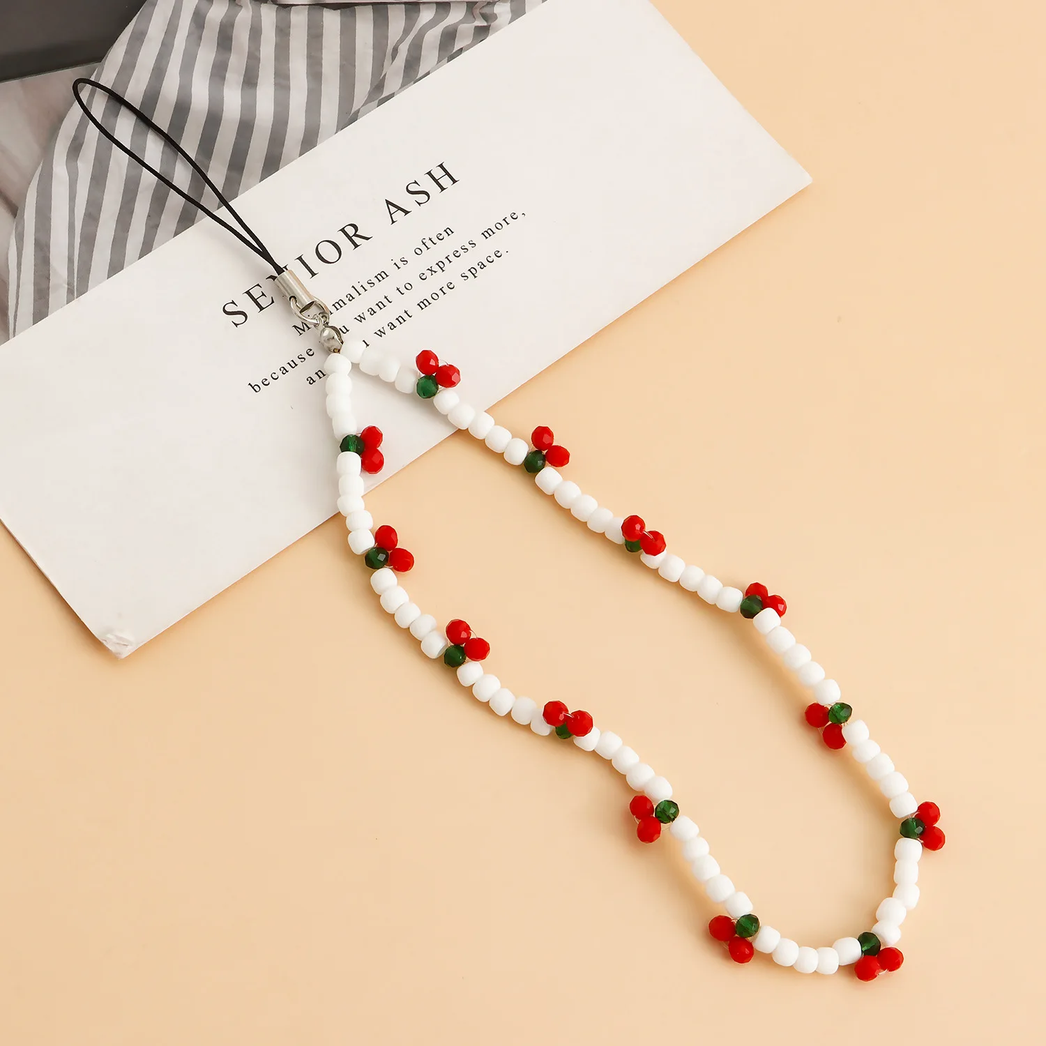 New Trendy Mobile Strap Phone Charm Cherry Beaded Phone Chain Jewelry For Women Anti-Lost Lanyard Gift Keychain Wholesales