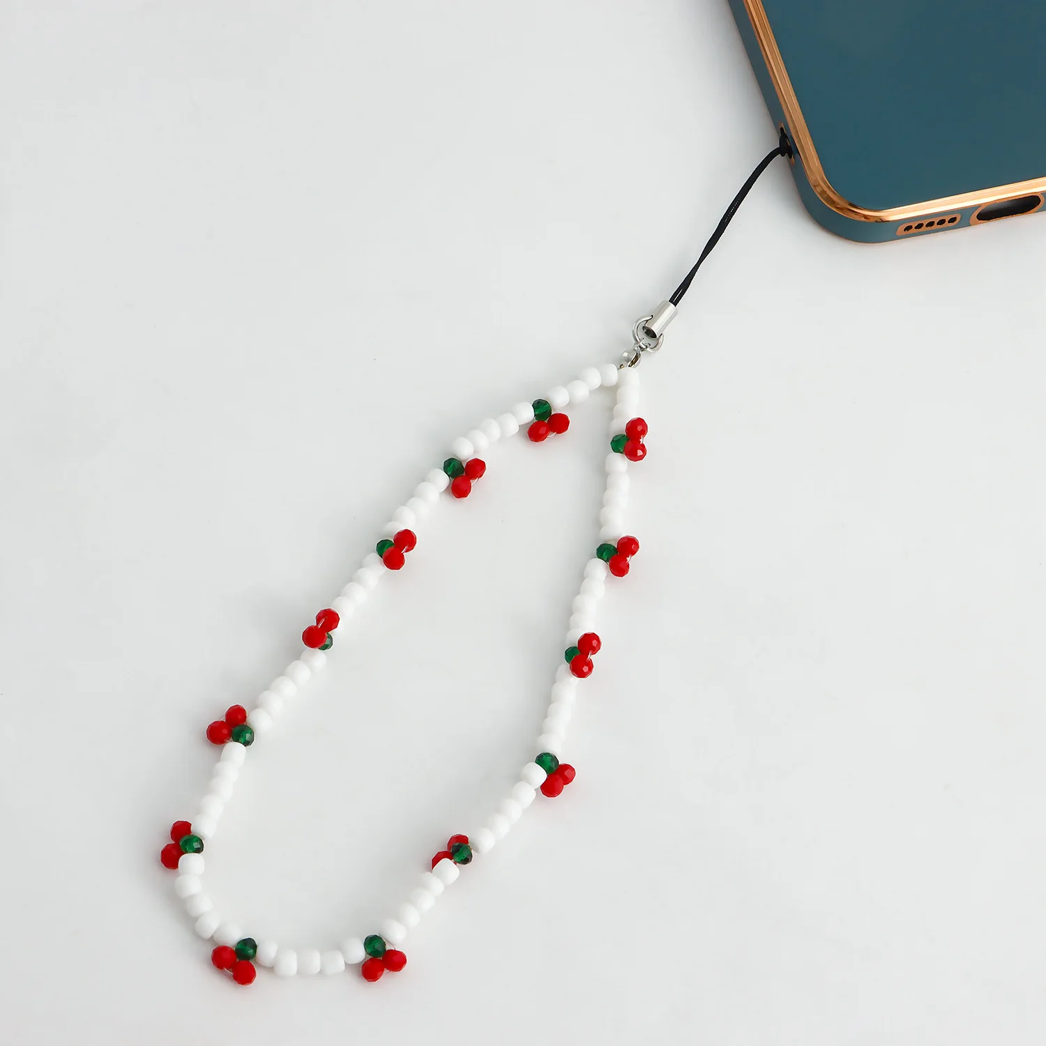 New Trendy Mobile Strap Phone Charm Cherry Beaded Phone Chain Jewelry For Women Anti-Lost Lanyard Gift Keychain Wholesales