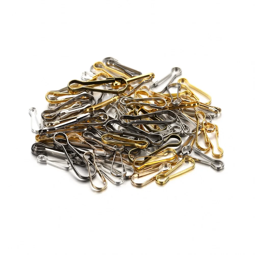 100Pcs/Lot Lanyard Snap Clip Hooks Metal Spring Gourd Purse Buckle Connector For DIY Keychain Zipper Pull ID Card Findings