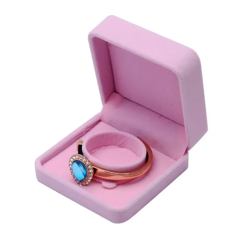 Elegant Pink Velvet Jewelry Box Ring Box Wedding Earrings Necklace Bracelet Storage Organizer Gift Set Box