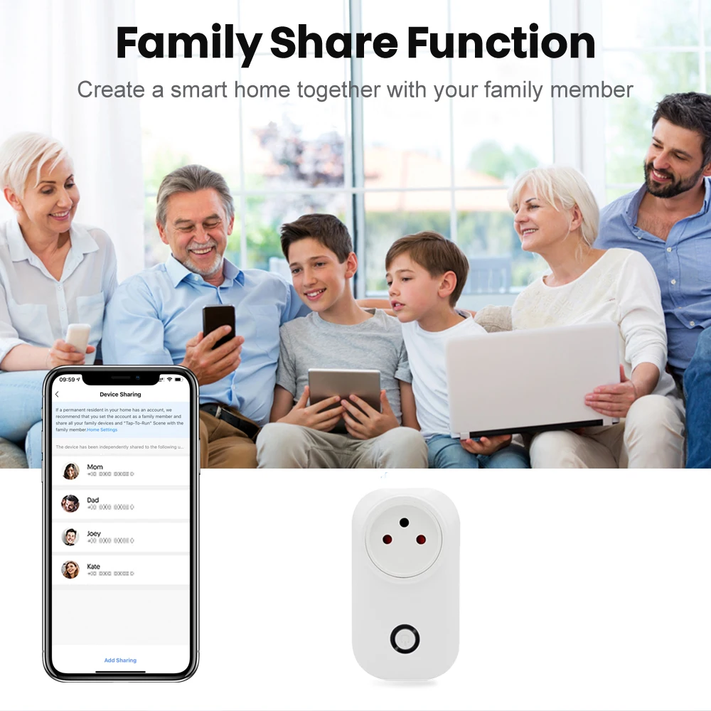 Tuya Smart Socket IsraeL Plug 16A Power Monitor Wifi Light Switch Smart Life Remote Control Outlet For Alexa, Google Assistant