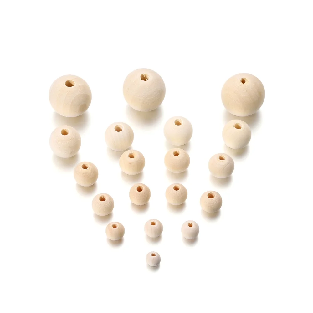 4-30mm 5-1000pcs Natural Wooden Beads Ball Round Loose Spacer Wood Beads For DIY Bracelet Necklace Jewelry Making Accessories