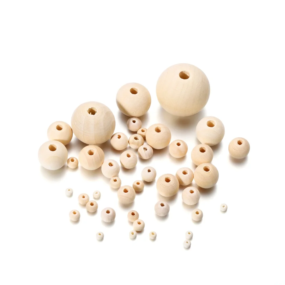 4-30mm 5-1000pcs Natural Wooden Beads Ball Round Loose Spacer Wood Beads For DIY Bracelet Necklace Jewelry Making Accessories