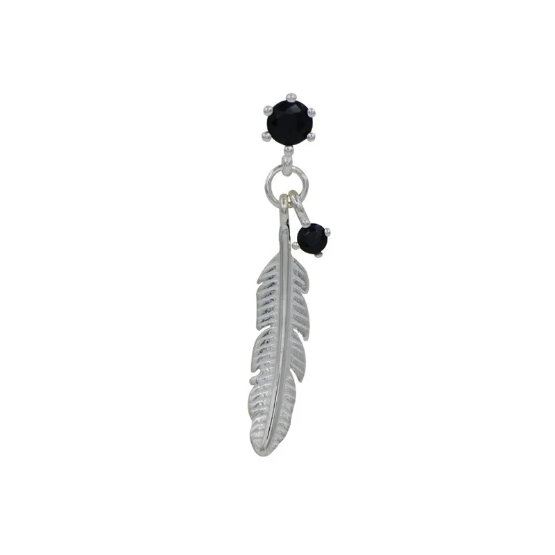 VENTFILLE 925 Sterling Silver Asymmetric Feather Earrings White Moonstone Pendant Earrings Ladies Gifts Handmade Jewelry