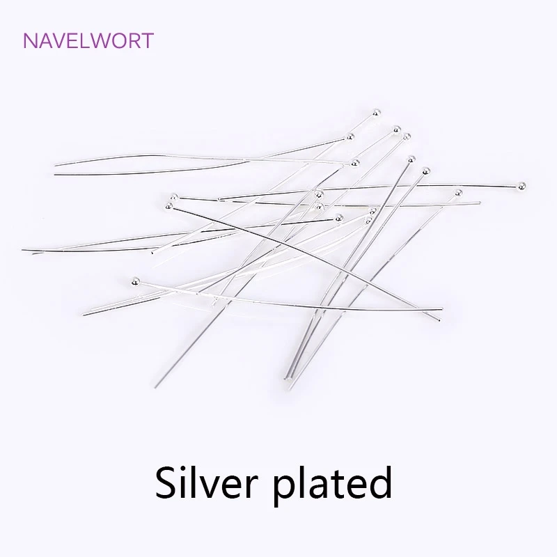 50pcs/Lot Brass Ball Head/Flat Head/Eye Head Pins Supplies For Jewelry 18K Gold Plated Pins DIY Beading Accessories Wholesale