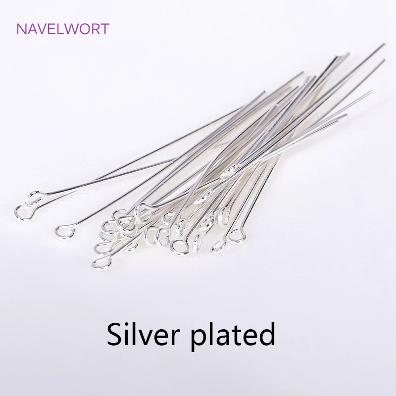 50pcs/Lot Brass Ball Head/Flat Head/Eye Head Pins Supplies For Jewelry 18K Gold Plated Pins DIY Beading Accessories Wholesale