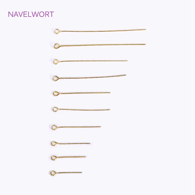 50pcs/Lot Brass Ball Head/Flat Head/Eye Head Pins Supplies For Jewelry 18K Gold Plated Pins DIY Beading Accessories Wholesale