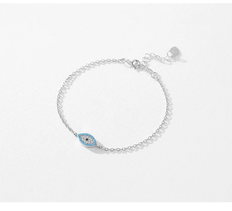 MODIAN Pure 925 Sterling Silver Fashion Natural Turquoise Blue Eyes Bracelet Chain Link For Women Pave Setting CZ Fine Jewelry