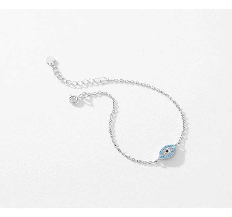 MODIAN Pure 925 Sterling Silver Fashion Natural Turquoise Blue Eyes Bracelet Chain Link For Women Pave Setting CZ Fine Jewelry