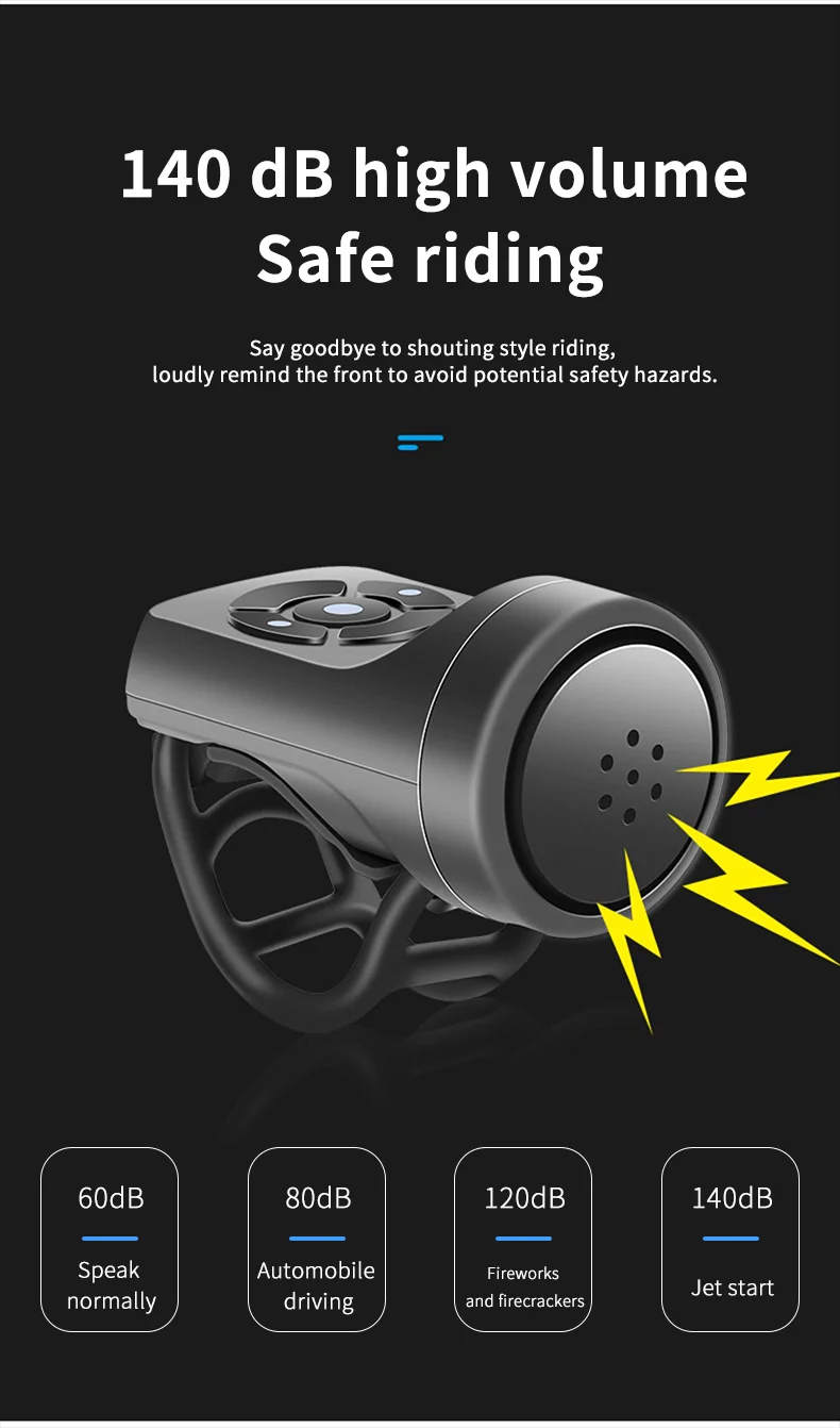 ESLNF Bicycle Bell Rechargeable Bike Motorcycle Electric Anti-theft Alarm Horn Loud Alarm Ring Bell Road Cycling Accessories