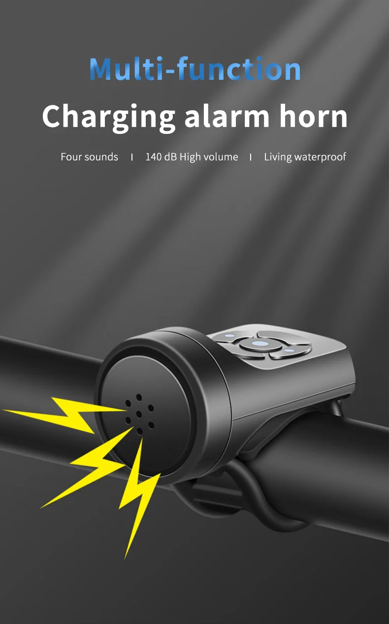 ESLNF Bicycle Bell Rechargeable Bike Motorcycle Electric Anti-theft Alarm Horn Loud Alarm Ring Bell Road Cycling Accessories