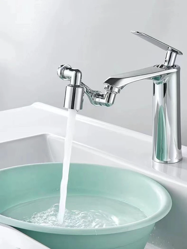 Multifunctional Rotary Extension Faucet 1080° Rotation Faucet Sprayer Dual Effluent Robot Arm Extension Faucets Aerator Bubbler