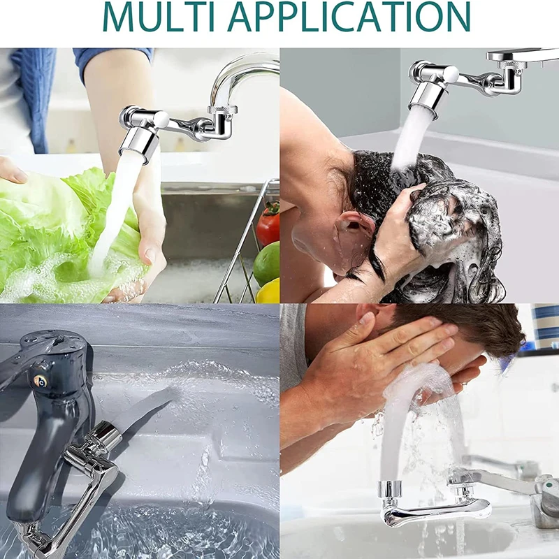 Multifunctional Rotary Extension Faucet 1080° Rotation Faucet Sprayer Dual Effluent Robot Arm Extension Faucets Aerator Bubbler